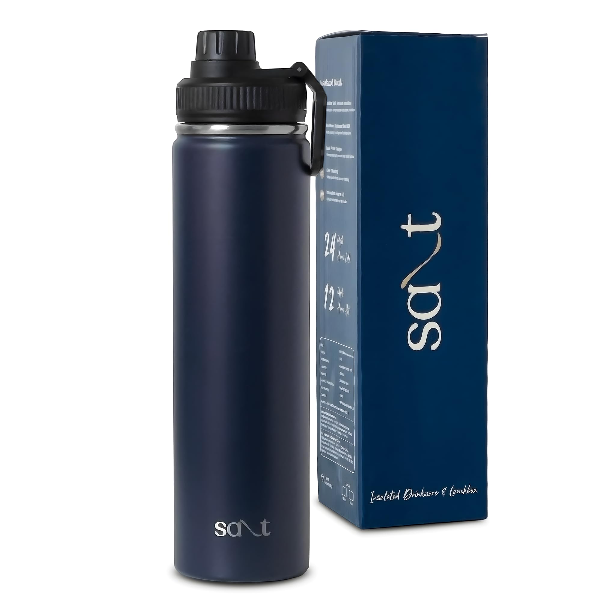 Salt AquaBud Sport 750 Insulated Thermos Flask with Sports Lid | Double Wall Vacuum Thermosteel Bottle | Retains Hot and Cold | Leak Proof | Easy Cleaning | 750 ml (Navy Blue) (B0CP3P7FH3) Amazon Price History, Amazon Price Tracker