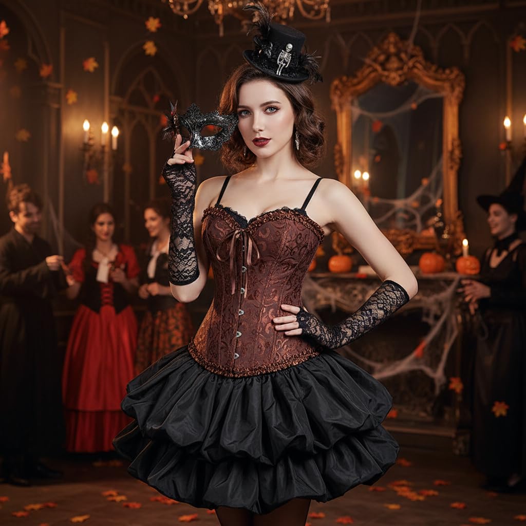 Corset Femme, Broderie Bustier Classique, Sexy Steampunk Gothique Bustier Top,Corsage Ventre Plat Corset Top