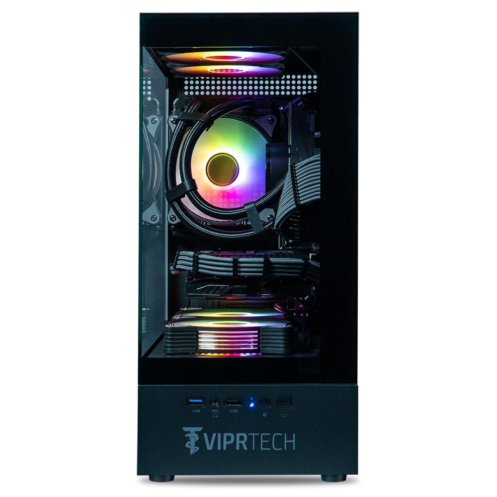 VIPRTECH Stryker 4.0 Gaming PC, Ryzen 7, RTX 5060 8GB, 16GB/1TB, Onyx Black | AMD Ryzen 7 4.4GHz Liquid Cooled, RTX 5060 8GB, 16GB DDR4 RAM, 1TB SSD, 700W PSU