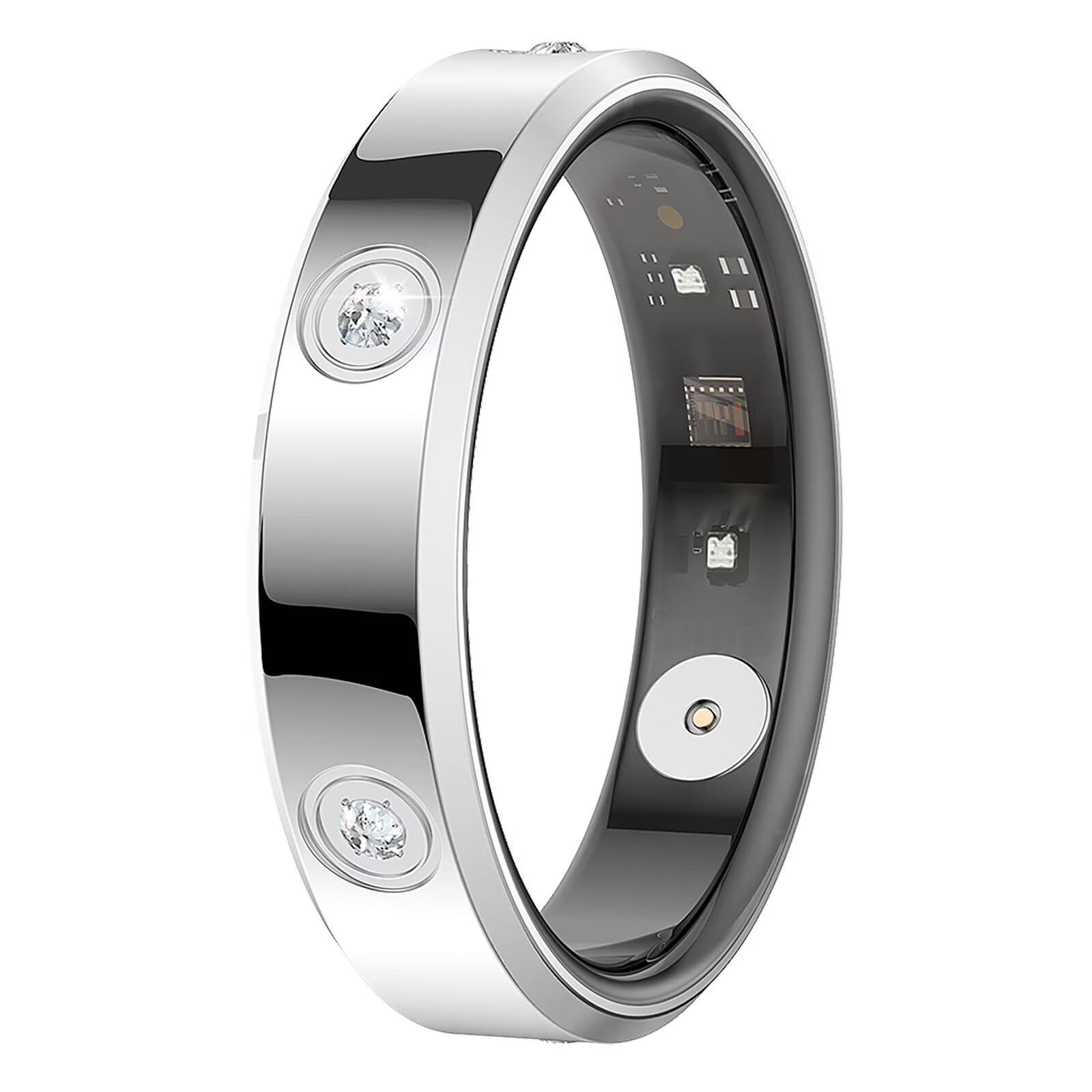 Bague intelligente fine or rose argent pour homme et femme - Tracker Android iOS - Podomètre - Fréquence cardiaque - Calories - Tracker d'activité - Anneau intelligent - Anneau de sommeil