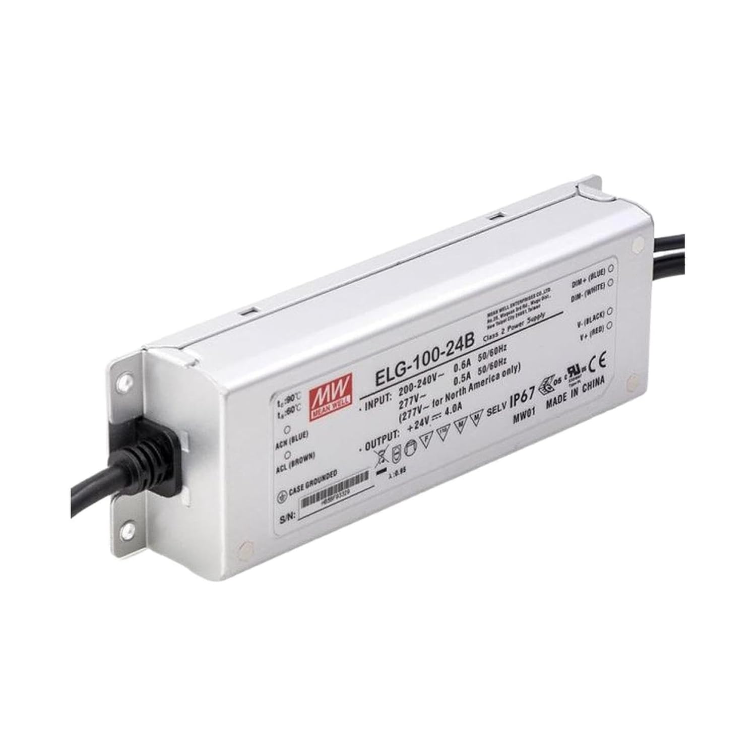 Meanwell ELG-100-24B Power Supply - 100W 24V 4.0A -Dimmable - IP67