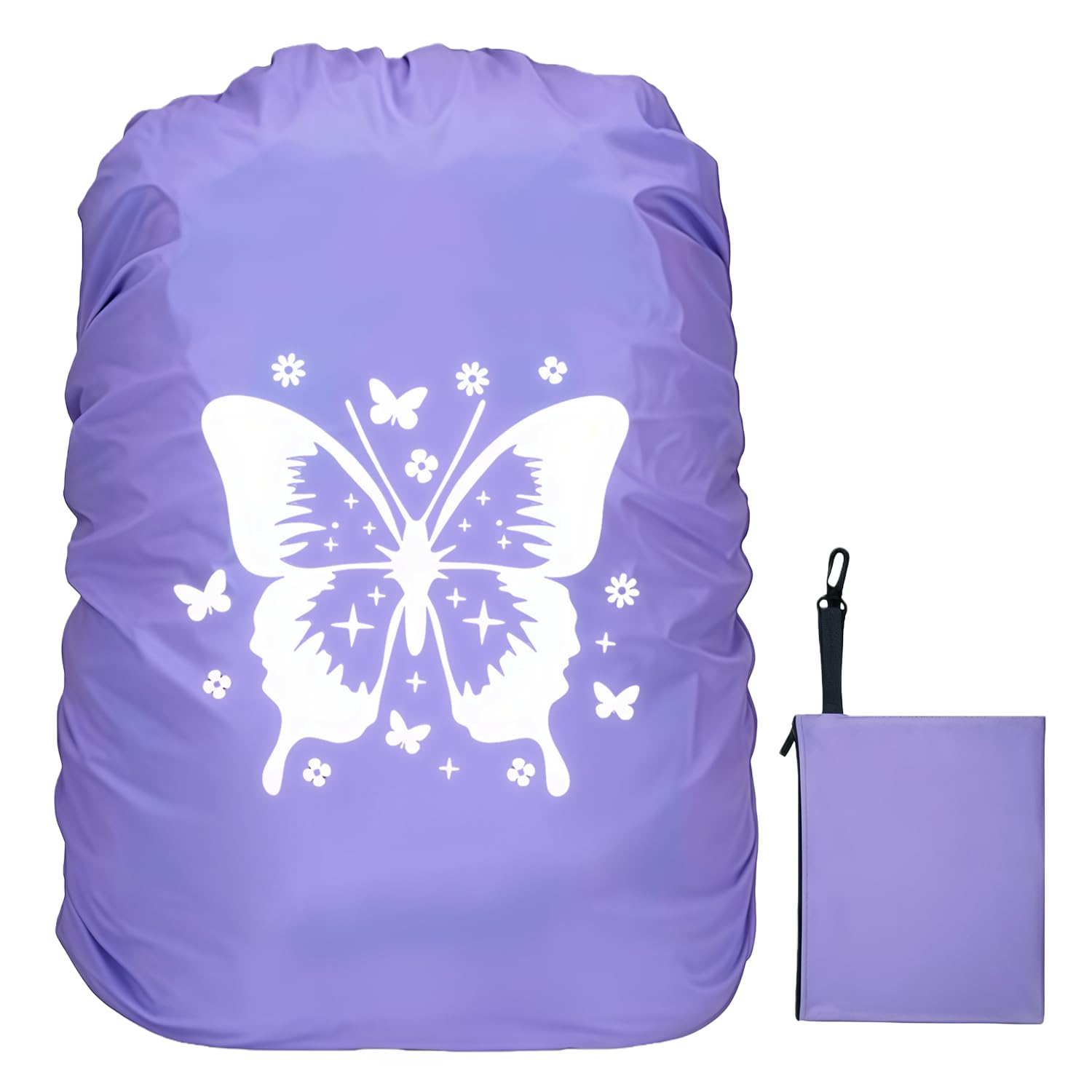 TaleMoon Regenschutz Rucksack Kinder,30-40L Schulranzen Regenhülle Wasserdicht Lila,Schmetterling Regenschutzhülle mit Reflektoren für Jungen Mädchen Schulanfänger