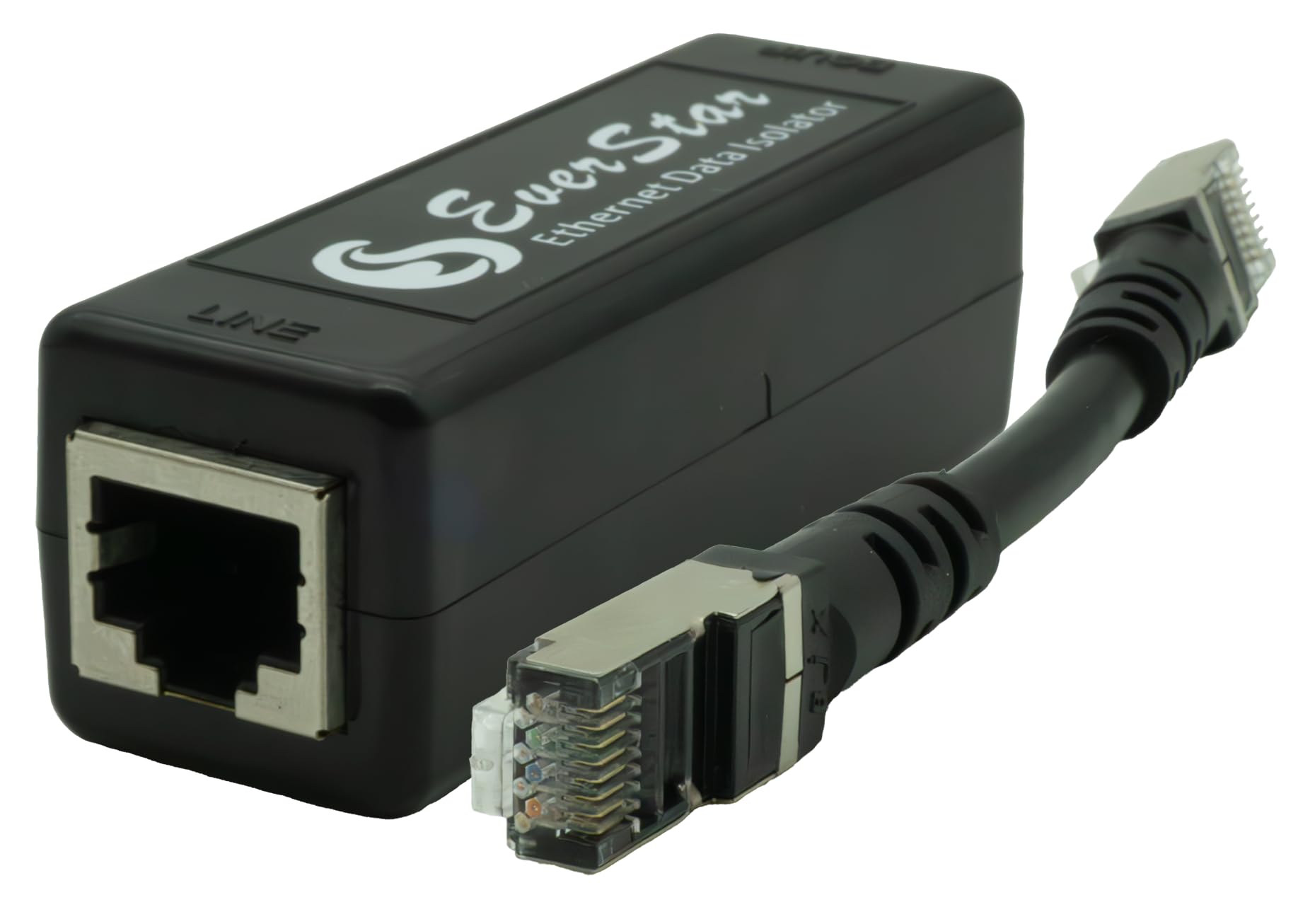 EverStar MI-305 Galvanic Network Isolator for Healthcare (EN60601-1 Compliant 4.5 KV, 2 MOPP) + 5” Patch STP Cable (1+1pc Kit) | Apple/Android TV | Hi-Res Audio Systems (RJ45) | Black