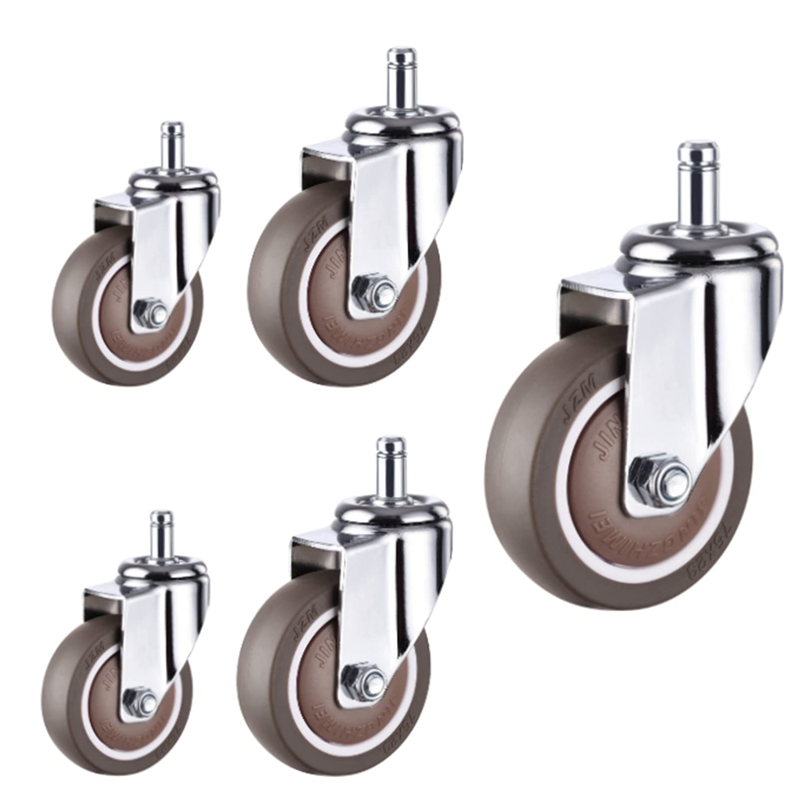 MXXQRHF 5 PCS Heavy Duty Office Chair Caster Wheels Universal 11mm Stem 50mm & 75mm Replacement Swivel Casters for Smooth Mobility and Stability