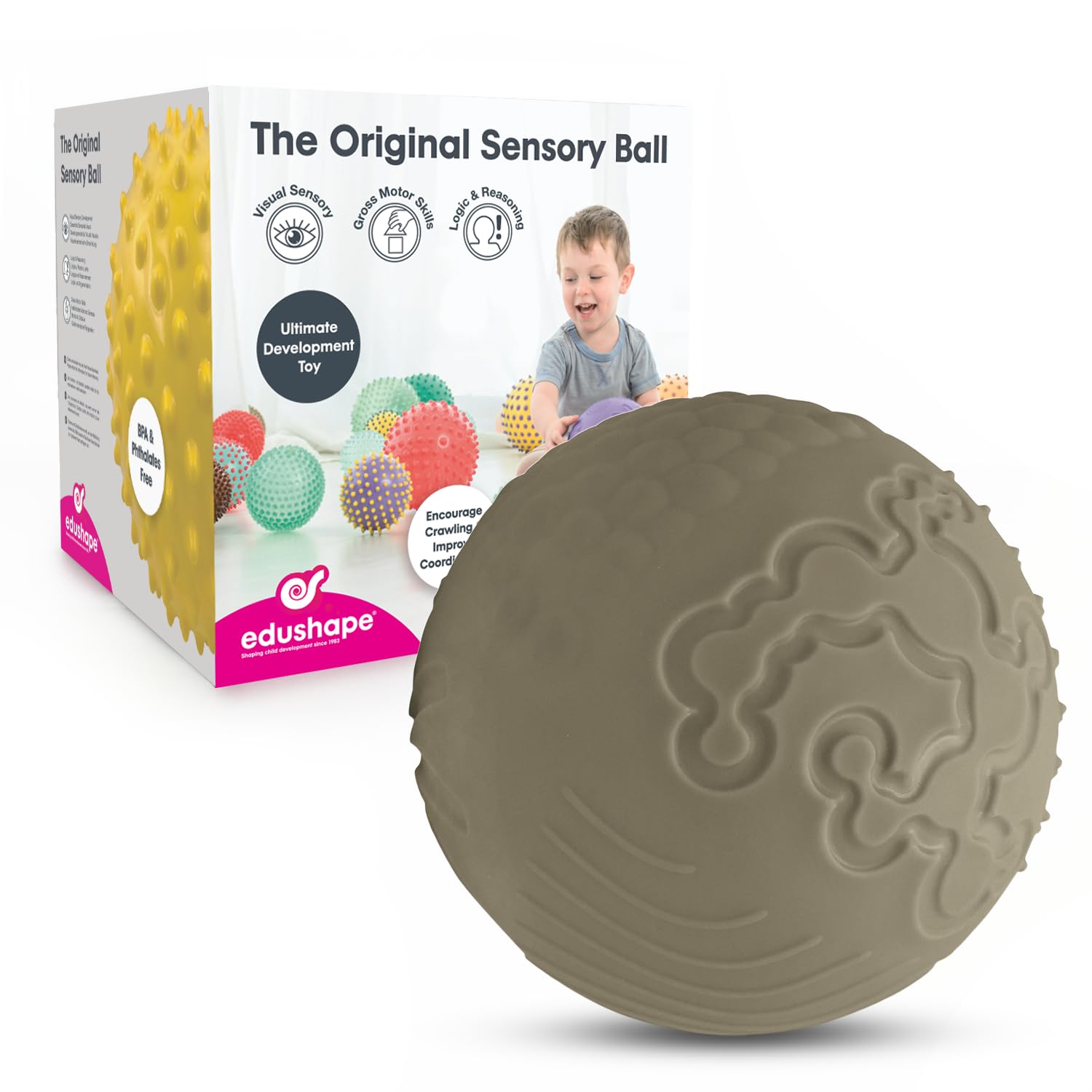 EdushapeTexture-iffic Sensory Ball for Baby - 7" Baby Ball for Kids with 8 Sections of Different Tactile Patterns