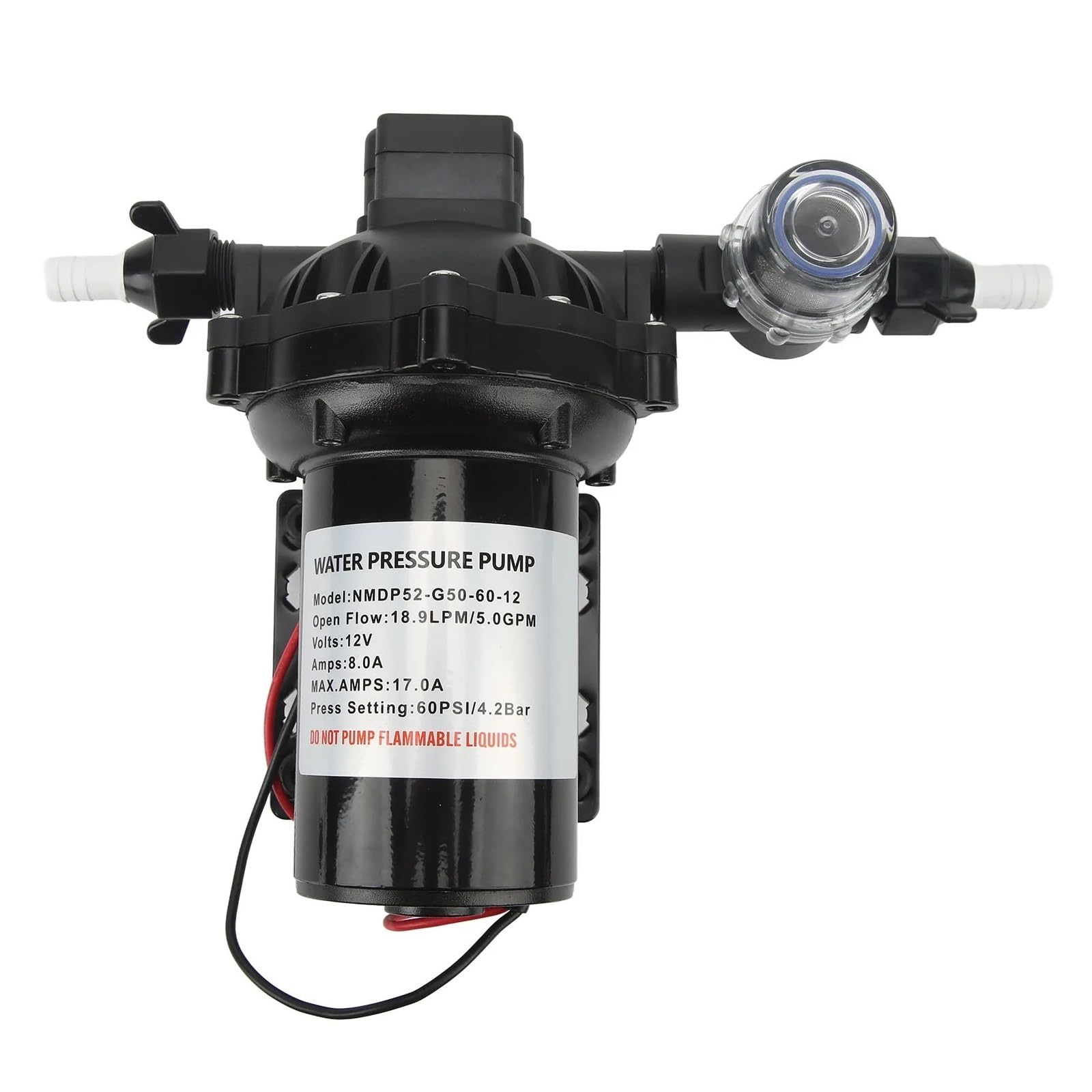 Cczrd One Color Water Pressure Pump 15A Self Priming Diaphragm Overload 18.9Lpm 5.0Gpm Rated Flow Bypass Switch For Rv Smooth Operation Flow Steady Reliable