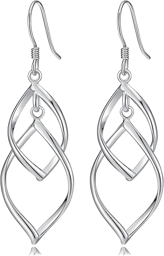 OAOMRIA 925 Sterling Silver Drop Earrings for Women Linear Swirl Wire Earrings H