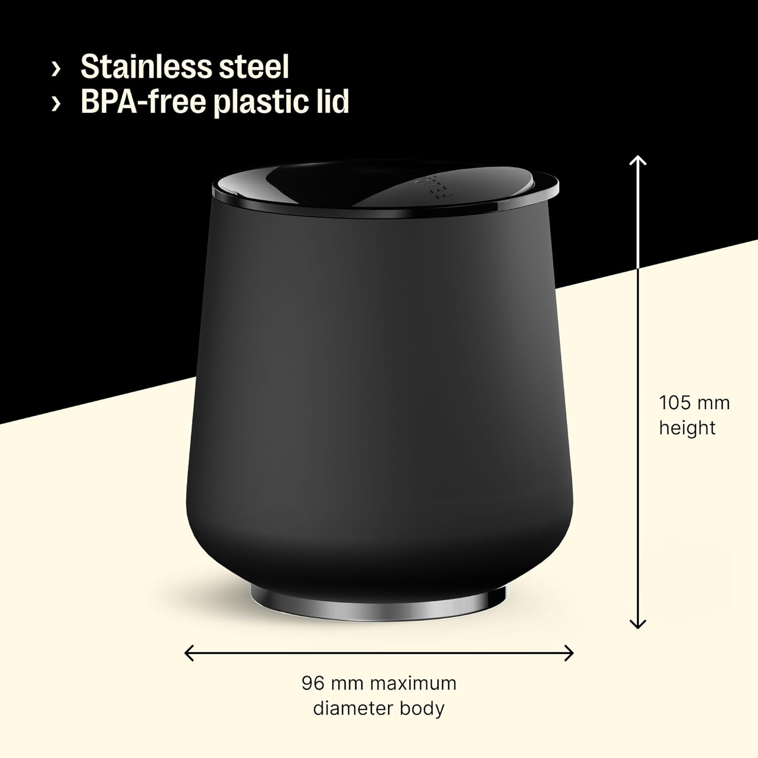 Fellow 12 oz Ruby Wine Tumbler - Insulated Stainless Steel Wine and Cocktail Tumbler with Ceramic Interior and Swivel Pebble Lid (Matte Black) - Image 5