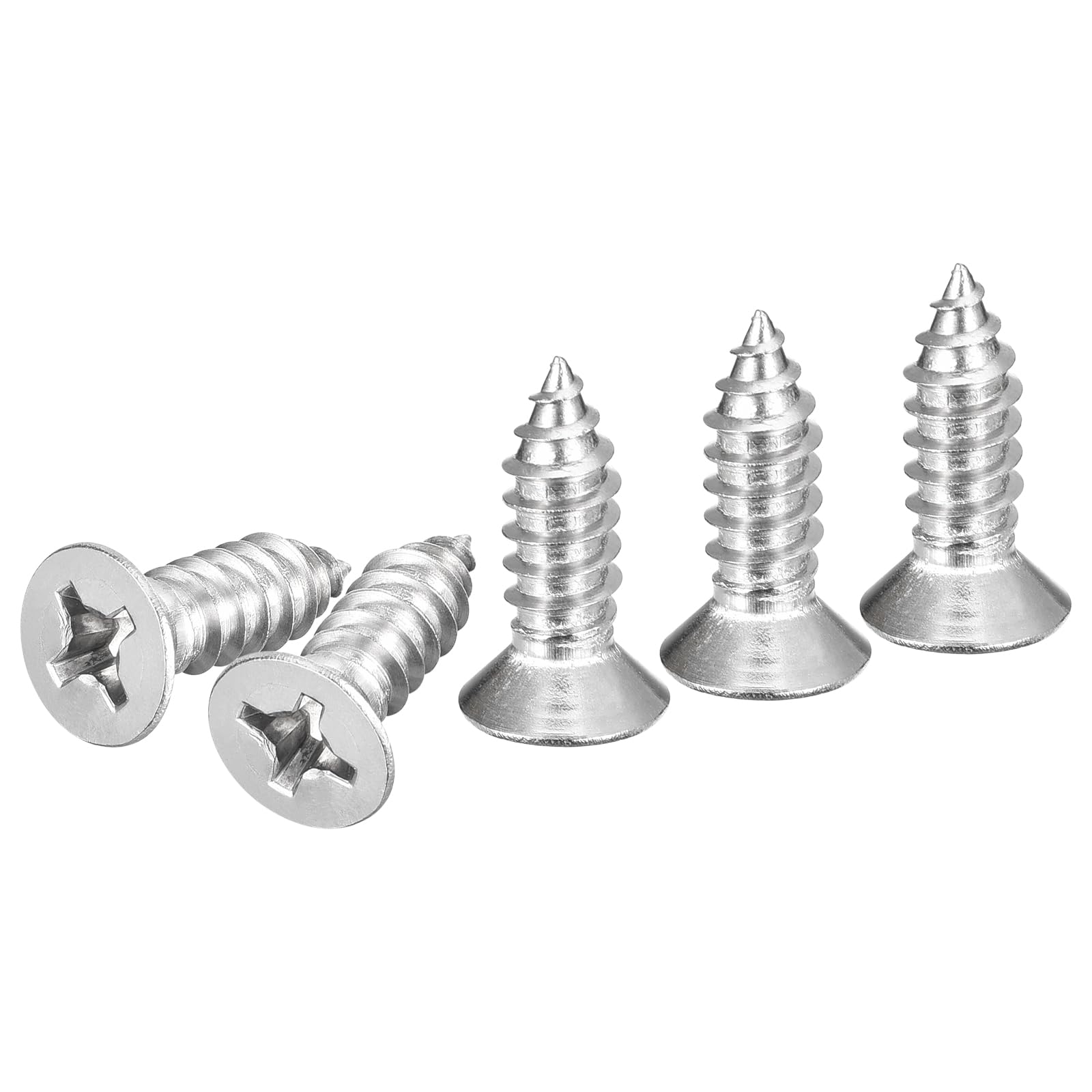 DTGN 20Pcs #14x3/4" Flat Head Wood Screws, 304 Stainless Steel Phillips Self Tapping Screws - Good for Woodworking Furniture - Silver