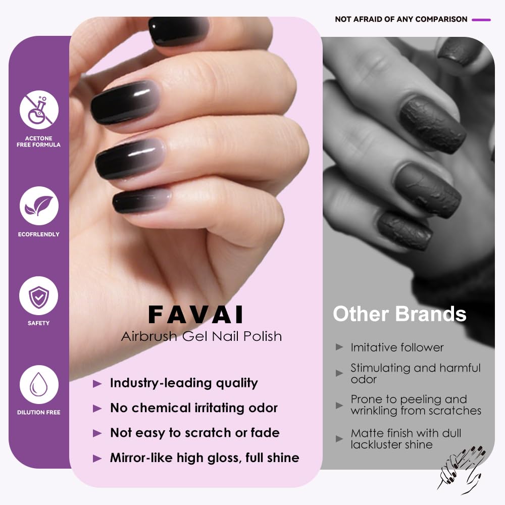 FAVAI 24 Farben UV Gel Nagellack Airbrush – Babyboomer Nägel, French Maniküre, Ombré Effekt, Airbrush Gel für Nägel, Nagel Deko – HOT-24 Kollektion 24X10ml
