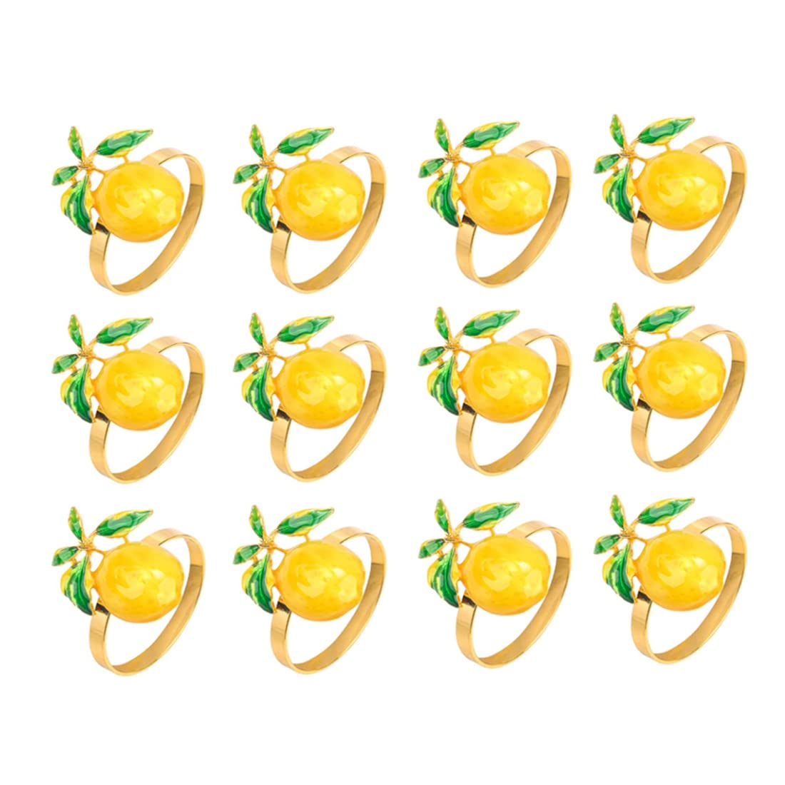 Hopbucan 12 Pieces Lemon Napkin Rings Summer Napkin Holders Tropical Fruit Napkin Buckle Decor for Summer Birthday Wedding