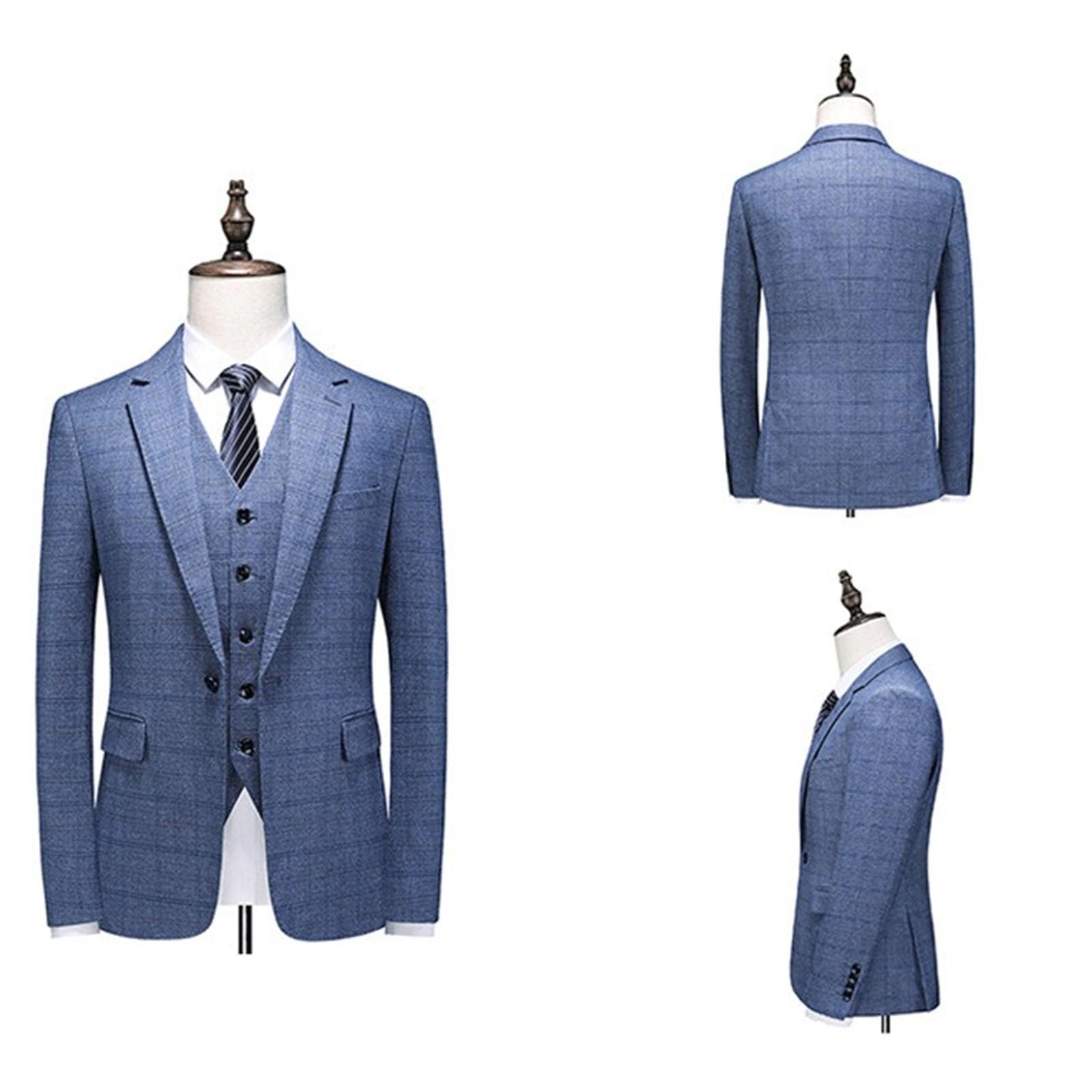 Męski strój biznesowy w kratę 3-częściowa sukienka slim fit smoking vintage w kratkę garnitur na ślub studniówkę imprezę do biura