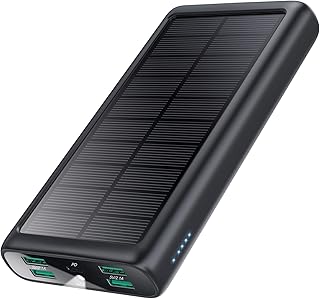 Solar Charger Power Bank 36800mAh, 5 Outputs Portable Charger, Fast Charging USB C Power Bank, IP67 Outdoor Camping External Battery Pack with LED Flashlight Compatible with All Mobile Devices