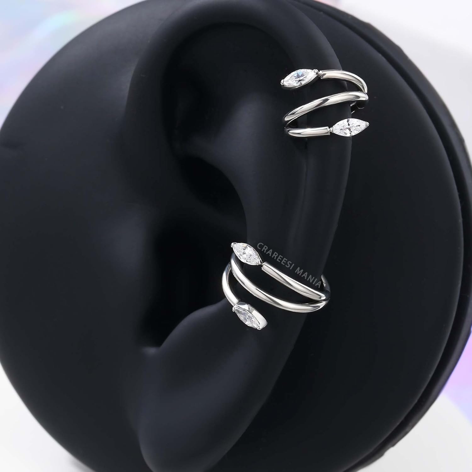 CM Crareesi Mania Star Helix Earrings 316L Surgical Steel Cartilage Earrings 16Gauge Helix Hoop Jewelry Double Helix Piercing Jewelry for Women - Image 5