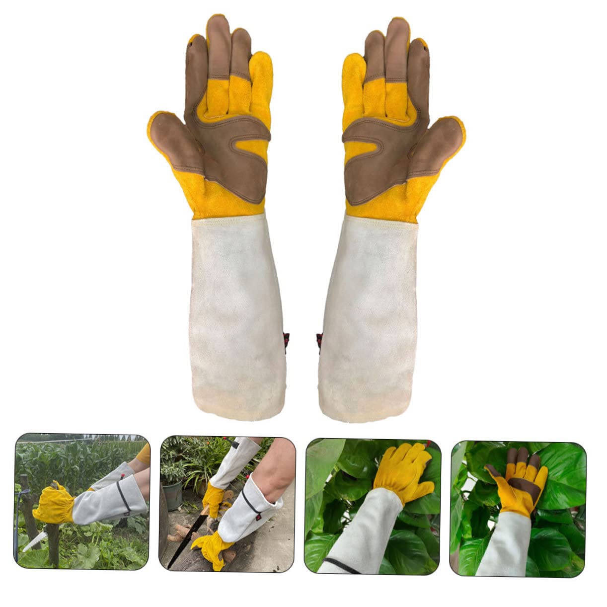 Guantes de Jardinería a Prueba de Espinas para Plantas Espinosas, Hechos de Cuero Sintético Cómodos para Mantenimiento y Manejo,