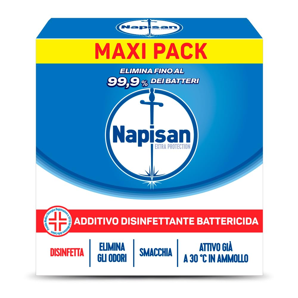 Napisan Extra Protection Additivo Lavatrice, Additivo Disinfettante Lavatrice in Polvere Battericida, 6 Confezioni da 1100gr di Additivo in Polvere Lavatrice