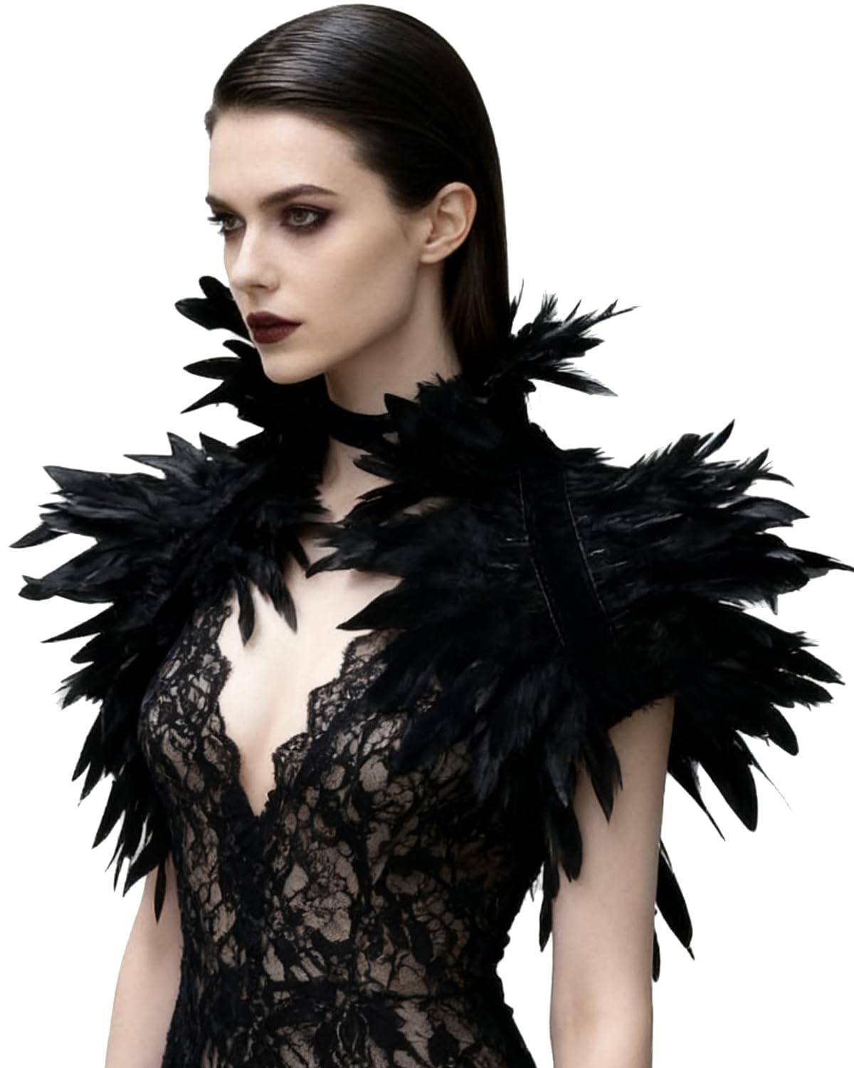 Gothic Real Natural Feather Shrug Shawl Shoulder Wrap Cape Victorian Collar