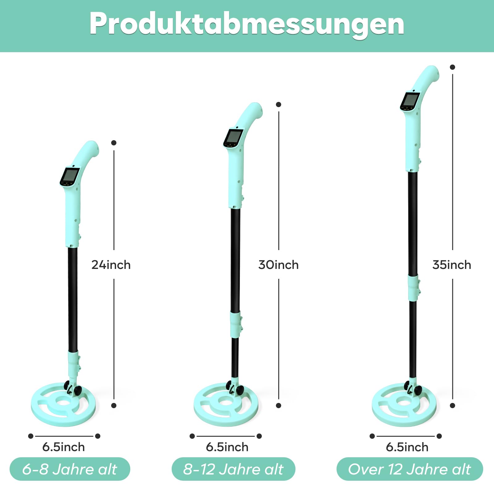 Detector de Metales iTayga para Niños - Ajustable (24"-35"), Profesional, Plegable, Impermeable y Muy Ligero (0.88 Polvos), Azul
