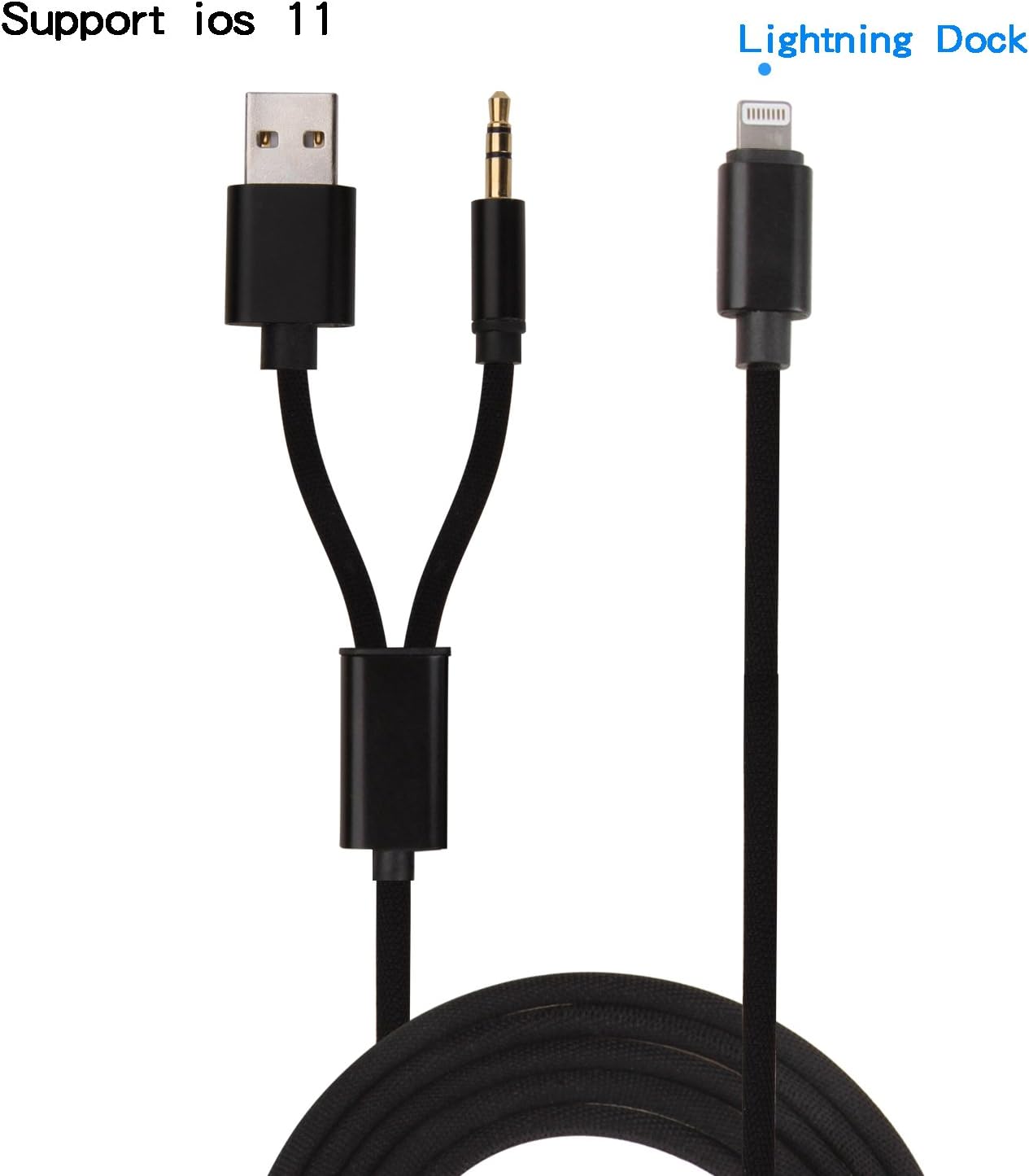 iPhone 7/7 Plus / 8 / X Car Aux Cord, 2 in 1 Aux Cable(USB Charger and 3.5mm Audio Headphone Adapter) to Lightning Port,Charging and Listening Music in The Meantime(Support iOS 11 and Before)-Black