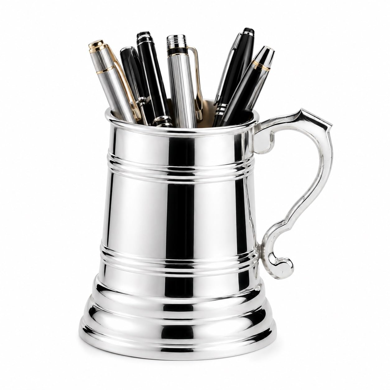 ROYAL QUEEN Portapenne Mug Boccale Tankard in Sheffield placcato argento cod.518531 cm 12h diam.8 by Varotto & Co.