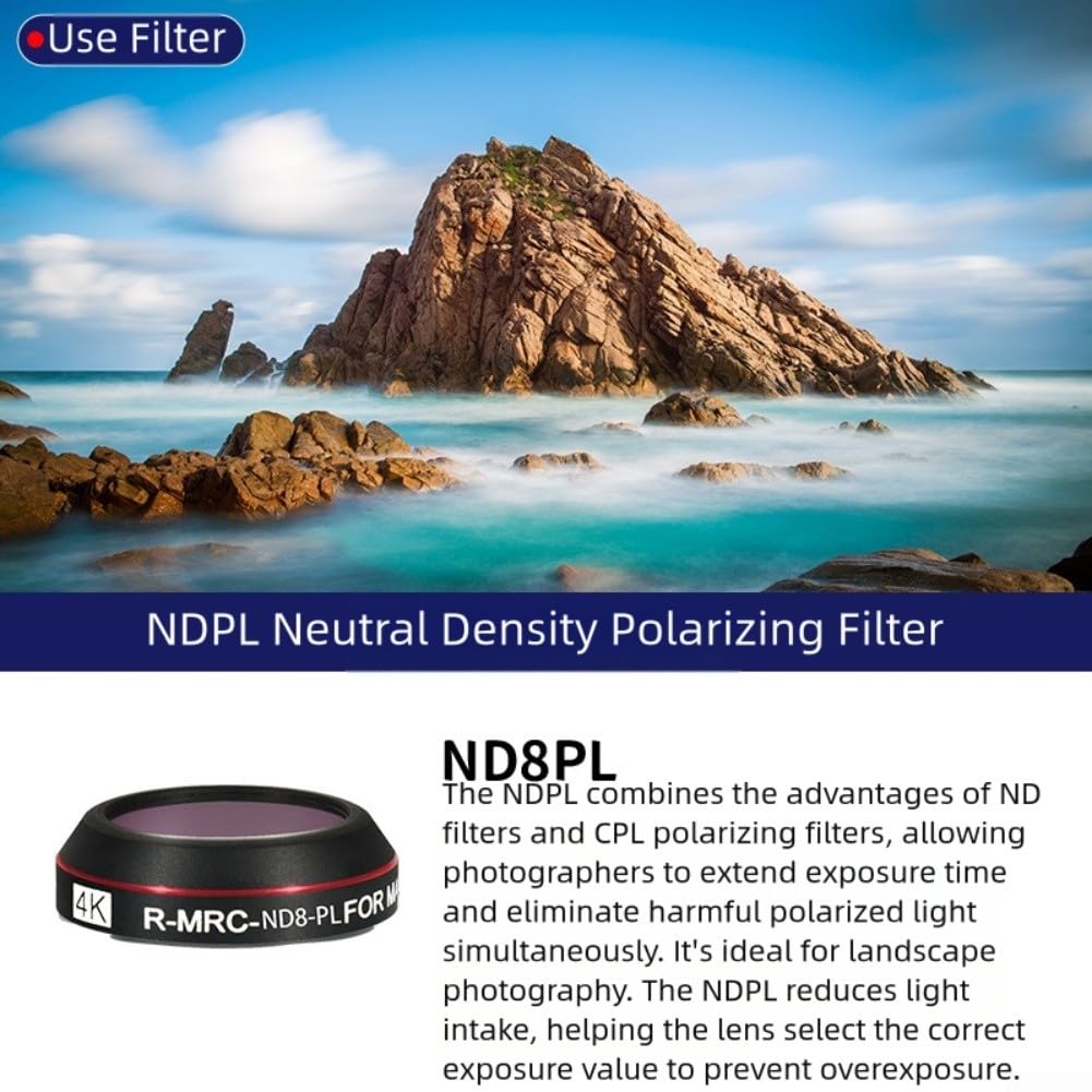 Juego de filtros UV CPL ND8/16/32/64 para SJCAM C300/C400, 6 piezas de filtros de lente de vidrio óptico con funda protectora, compactos 6 x 6 x 2 cm para fotografía al aire libre