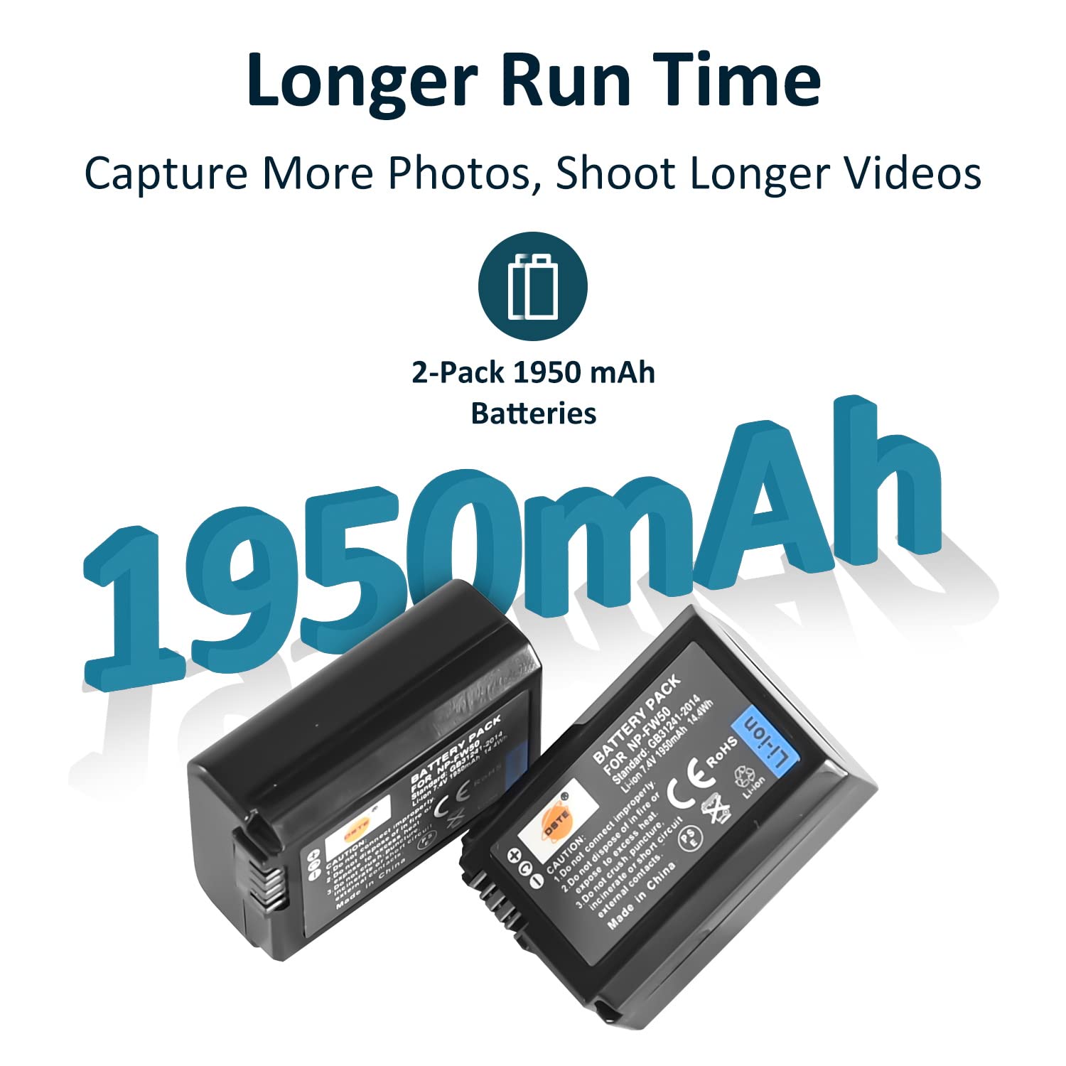Kit 2 Batterie NP-FW50 E Caricatore Doppio USB Per Sony ZV-E10, Alpha 7/6000, RX10 E NEX - Batterie Di Ricambio
