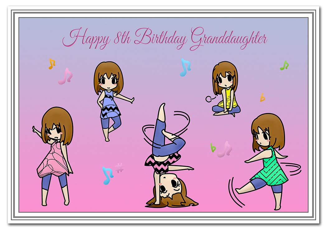 Geburtstagskarte Für Mädchen Zum 8. Geburtstag – Ungewöhnliches Design, 148x310 Mm, Innen Leer
