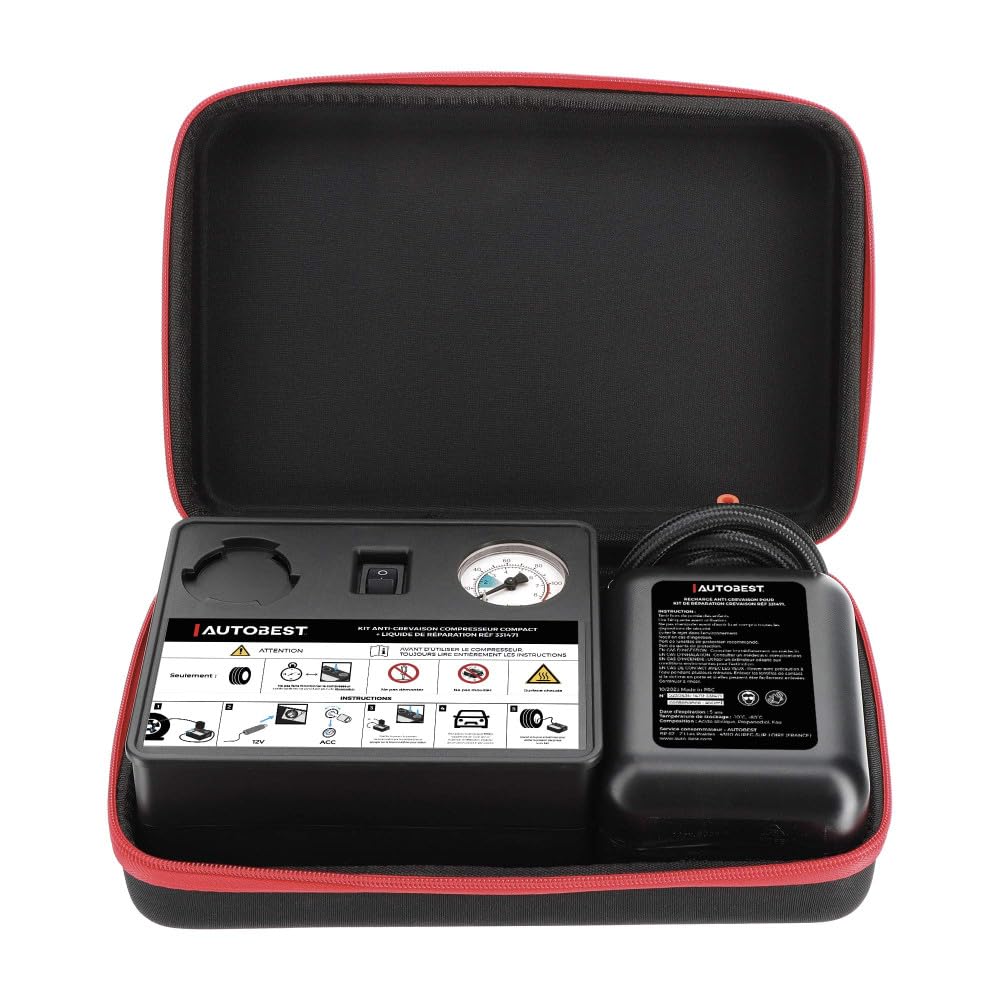 Autobest Kit anti foratura compressore compatto + liquido di riparazione