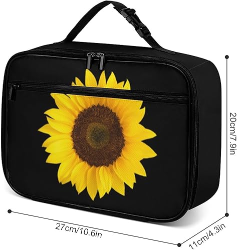 Miniatura 3 de Muishi Lonchera reutilizable con diseño de girasol amarillo, bolsa de almuerzo aislada, lonchera para comida y alimentos, bolsa de mano para