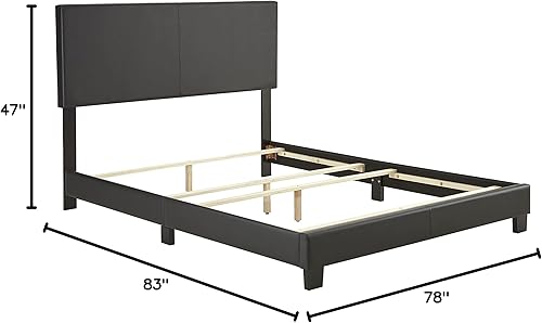 Miniatura 133 de Boyd Sleep Milan - Marco de cama de lino negro con plataforma totalmente tapizada con cabecero ajustable, base o somier calificado para su uso Negro