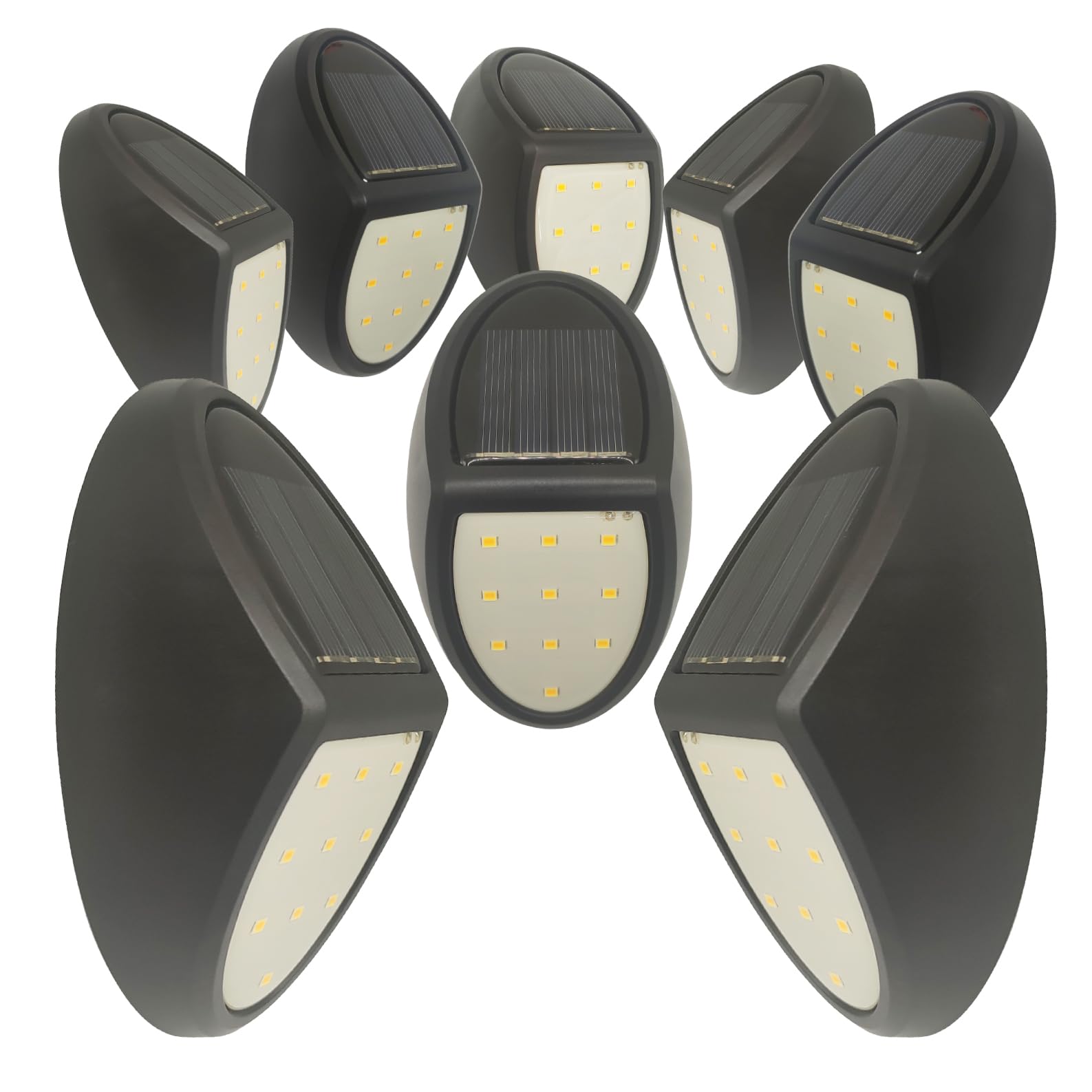LED ATOMANT 8x Aplique LED Solar de Pared Negro Color Luz Calida 30LM IP65