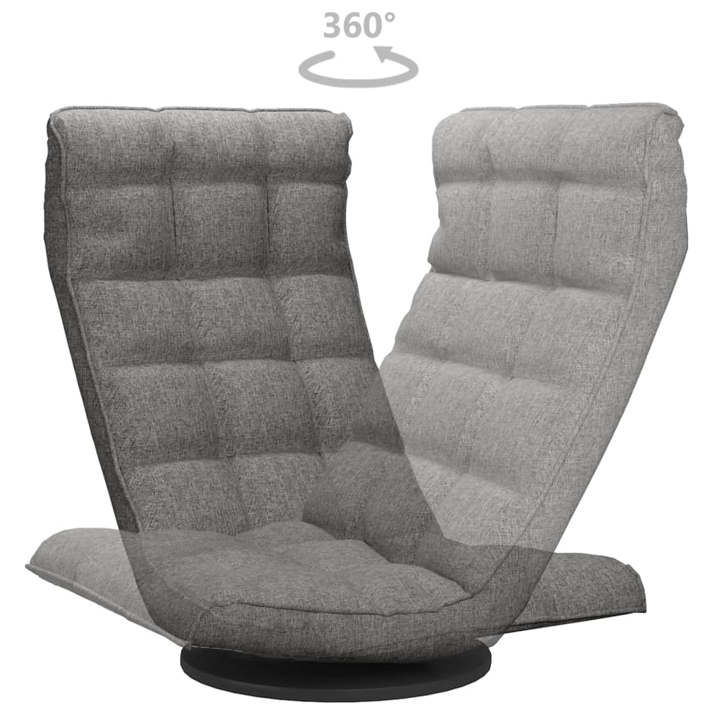 Sedia girevole da pavimento in tessuto grigio chiaro, regolabile, imbottita, pieghevole, ergonomica, per meditazione, gaming, soggiorno, camera da letto, yoga, accessorio per seduta