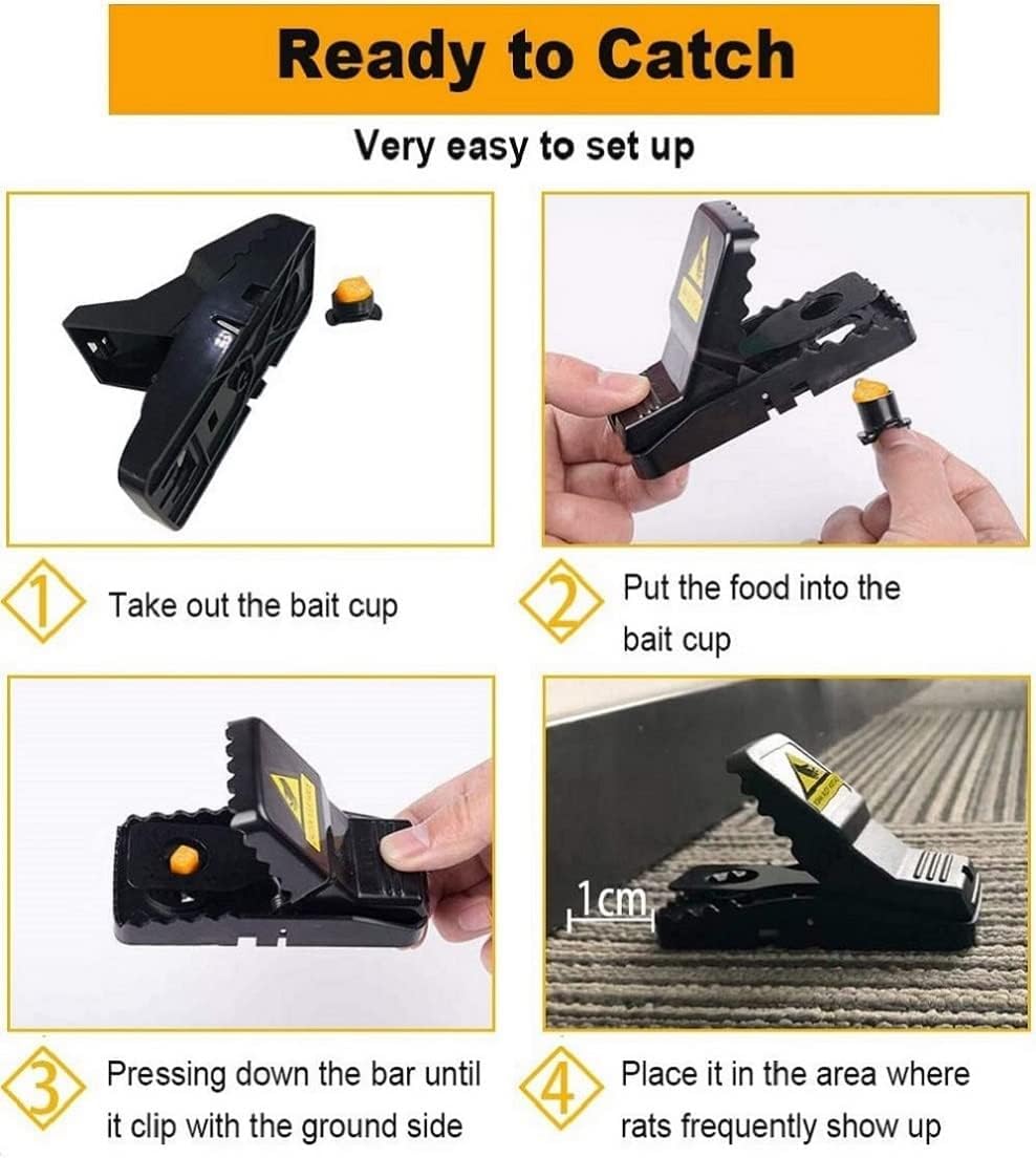 Trampas para Ratas Grandes Reutilizables De Alta Resistencia. Cepos Ratas Grandes Potente Y Eficaz Lavable para Interiores Y Exteriores. (6 Trampas Ratones Pequeñas)