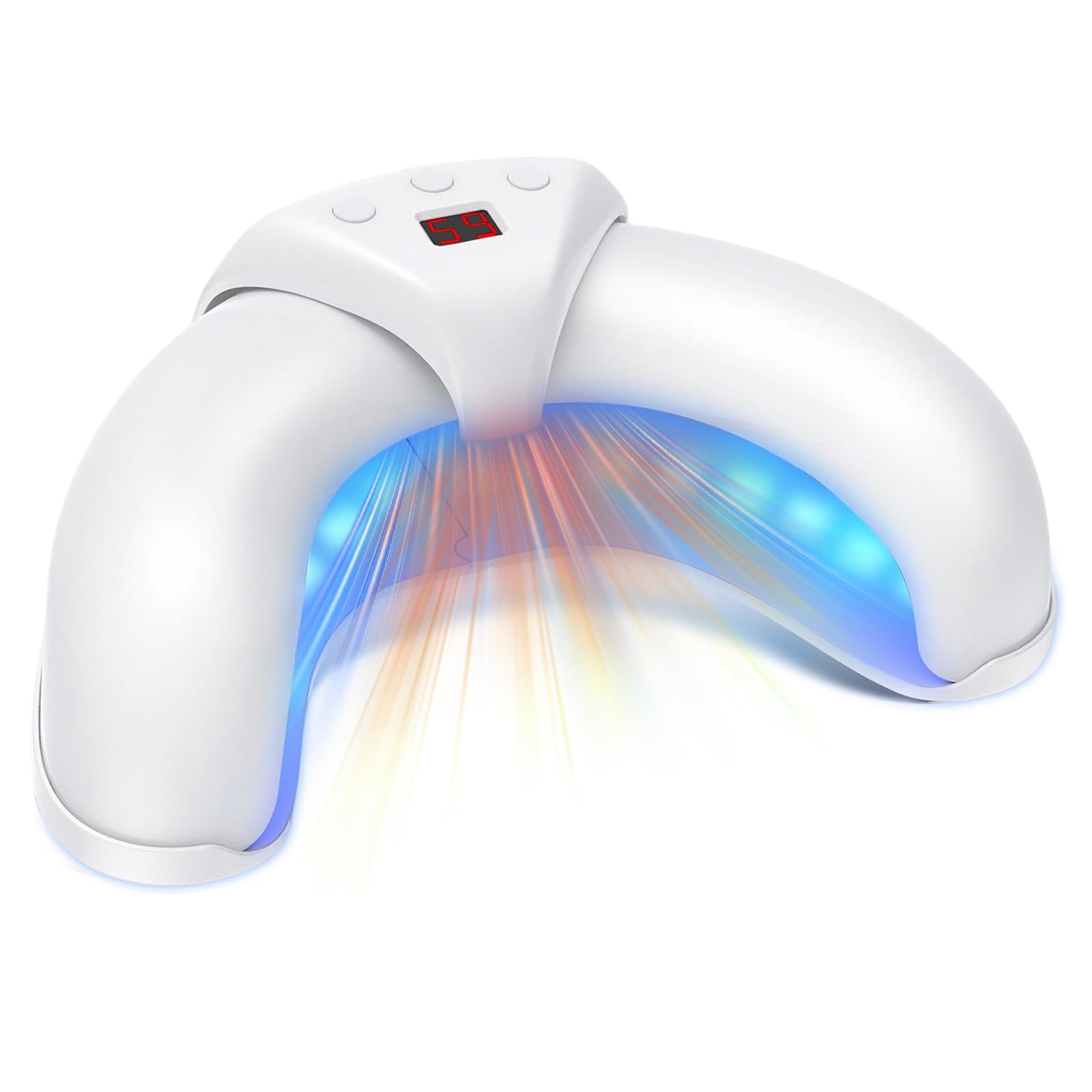 Appareil de traitement laser contre les champignons des ongles - 22 LED - Rechargeable - 470 nm - 910 nm - Haute efficacité - Pour ongles des doigts et des pieds (Gris et blanc)