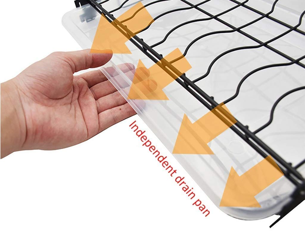 Scaffale da Cucina a 2 Strati in Acciaio Inossidabile Nero 201, scolapiatti a Parete 41,2 * 26,6 * 40,5 cm.