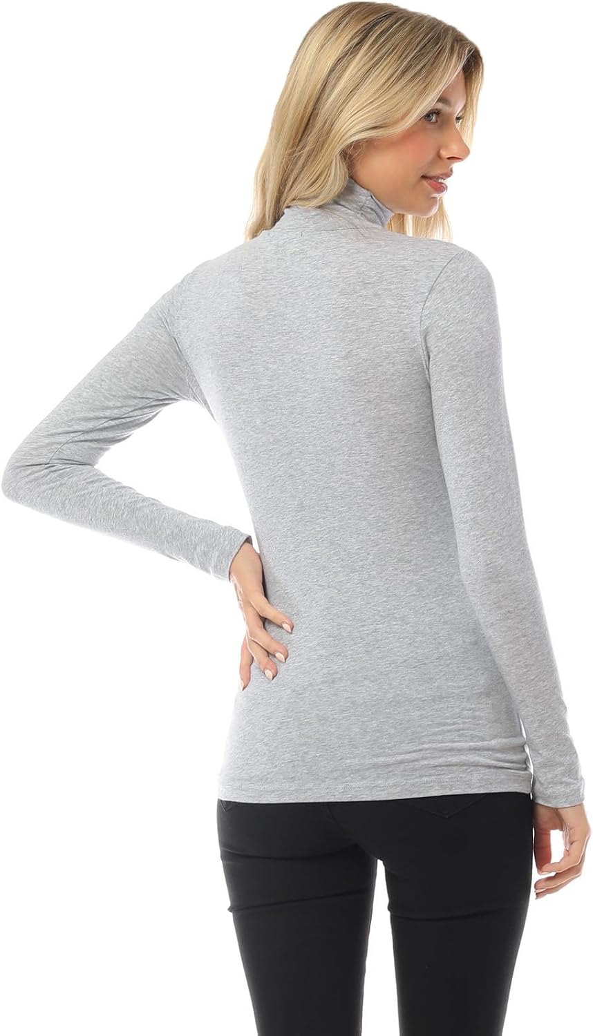 MixMatchy Women's Basic Long Sleeve Turtle Neck Slim Fit Top Shirt