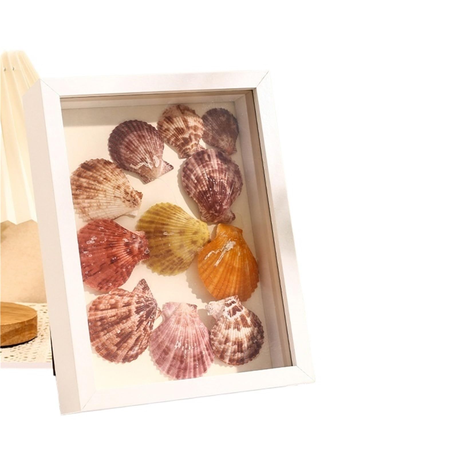 Shadow Box 2Pcs 7in 3D Hollow 3cm 5cm Photo Frame Dried Flower Specimen Holder DIY Handwork Display Wood Frame(White-depth-3cm)