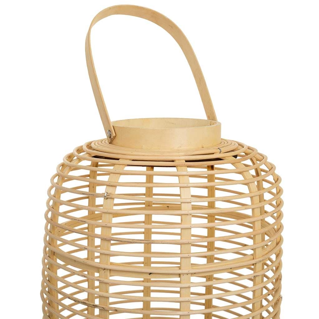 WANDERLUST DECO Farol portavelas con Vela LED de bambú y ratán Marrón d29x48