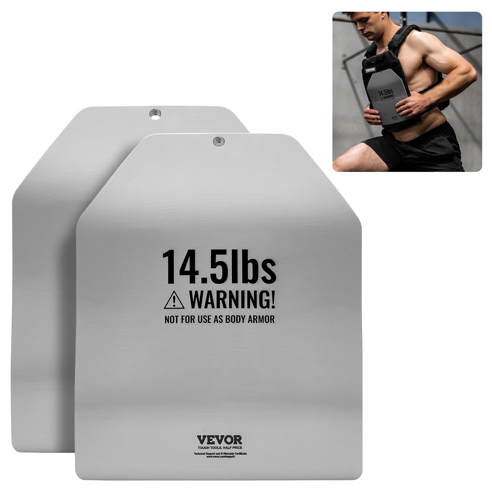 VEVOR Weight Vest Plates, 5.75/8.75/14.5/19.75 LB Pairs, Premium Steel Weighted plates, Additional Weight for Weight Vests, for Strength Training, Running, Fitness, Heavy Workouts