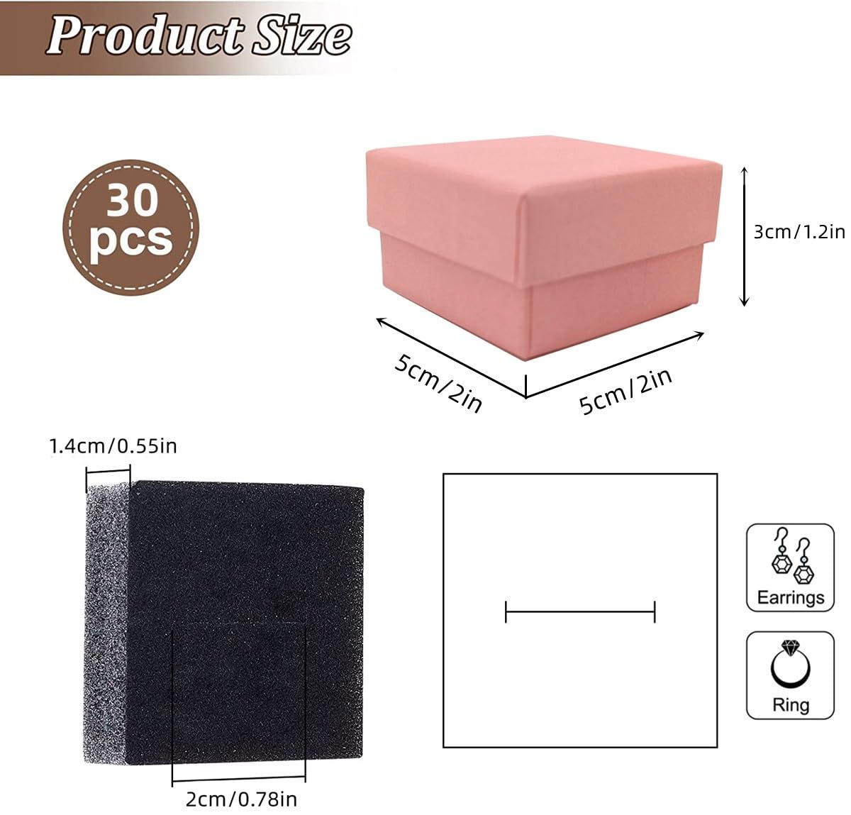Cevvako Jewelry Gifts Boxes, 30 PCS 2 x 2 x 1.2 inches Gift Box with Lids for Jewellery Pink Earring Gift Boxes for Presents - Image 2
