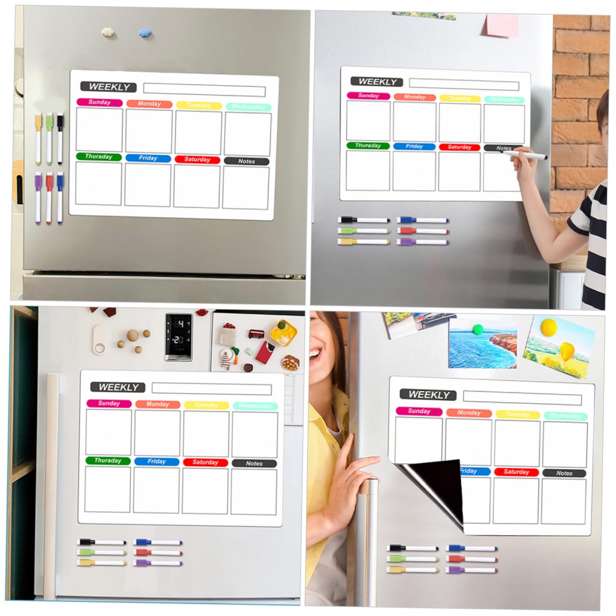 3 Set Lavagna cancellabile per agenda settimanale magnetica blocco note con lista della spesa magnetico lavagne cancellabili planner settimanale tavola del pianificatore pvc