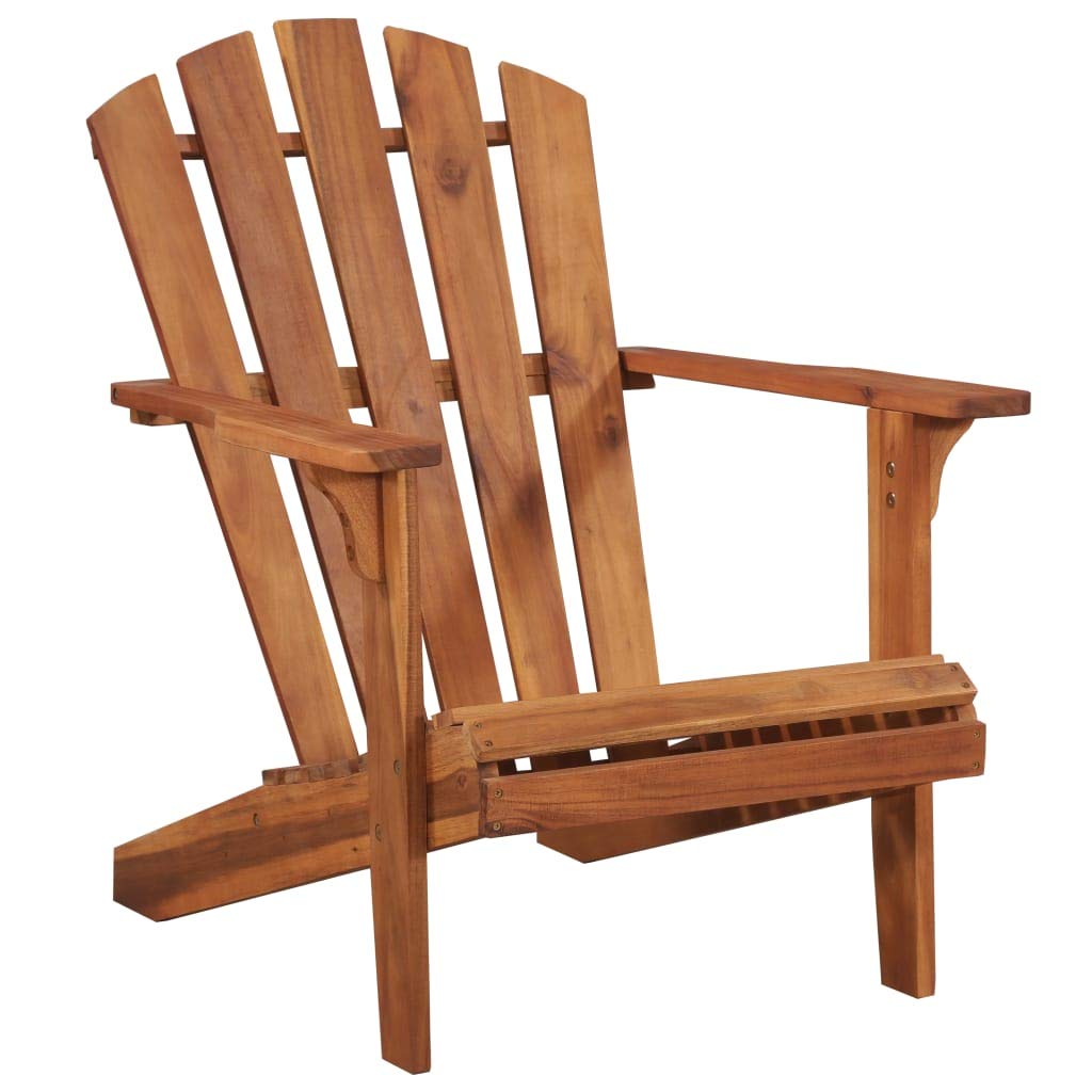 Garden Adirondack Chair Solid Acacia Wood Reclining Lounger Chair Brown for Balcony, Patio, GardenYard Outdoor Indoor