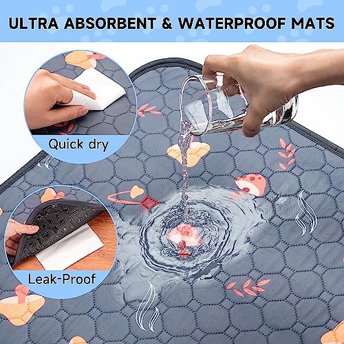Image of Washable Pee Pads for Dogs, 2-Pack Reusable Dog Pads Large Non-Slip Dog Pee Pads, Waterproof & Extra-Absorbent Pet Training Pads for Puppy Playpen, Crate, Whelping Box, Potty Training, Grey, 48 inchx 48 inch