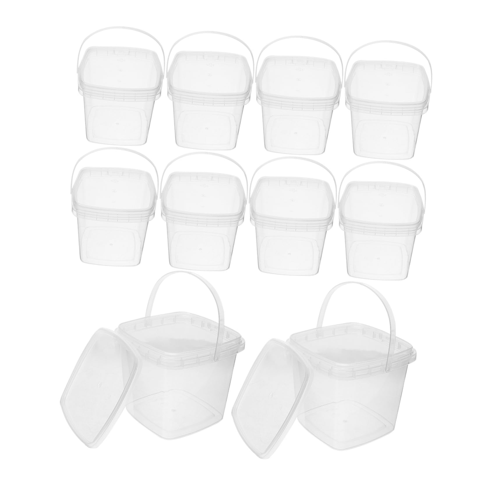 Square Ice Cream Pails Lids 500ml Miniature Storage Bins Sturdy Easy to Clean for Home Commercial Use