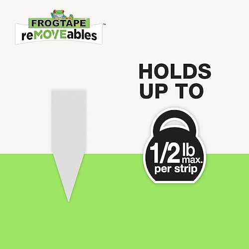 Miniatura 2 de FrogTape reMOVEables - Tiras para colgar pósteres, sin daños, ganchos extraíbles para pósteres, cinta adhesiva para pared, alternativa para fotos,