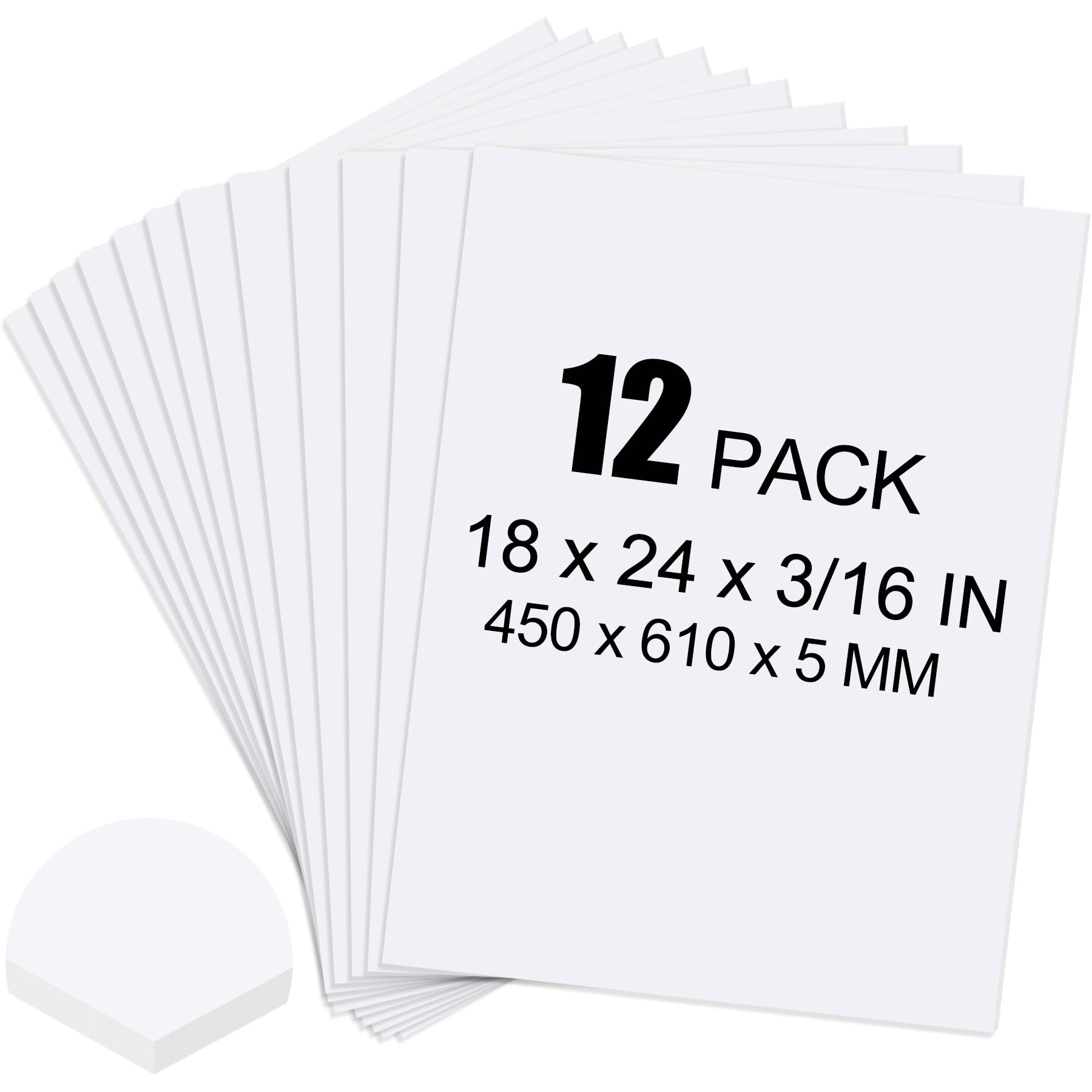 ToLanbbt 12 Pack White Foam Board, 18 x 24 x 3/16" Thick Foam Core Acid Free Poster Foamboard for Art Craft Projects, Painting, Displaying, Signage, Wedding, School
