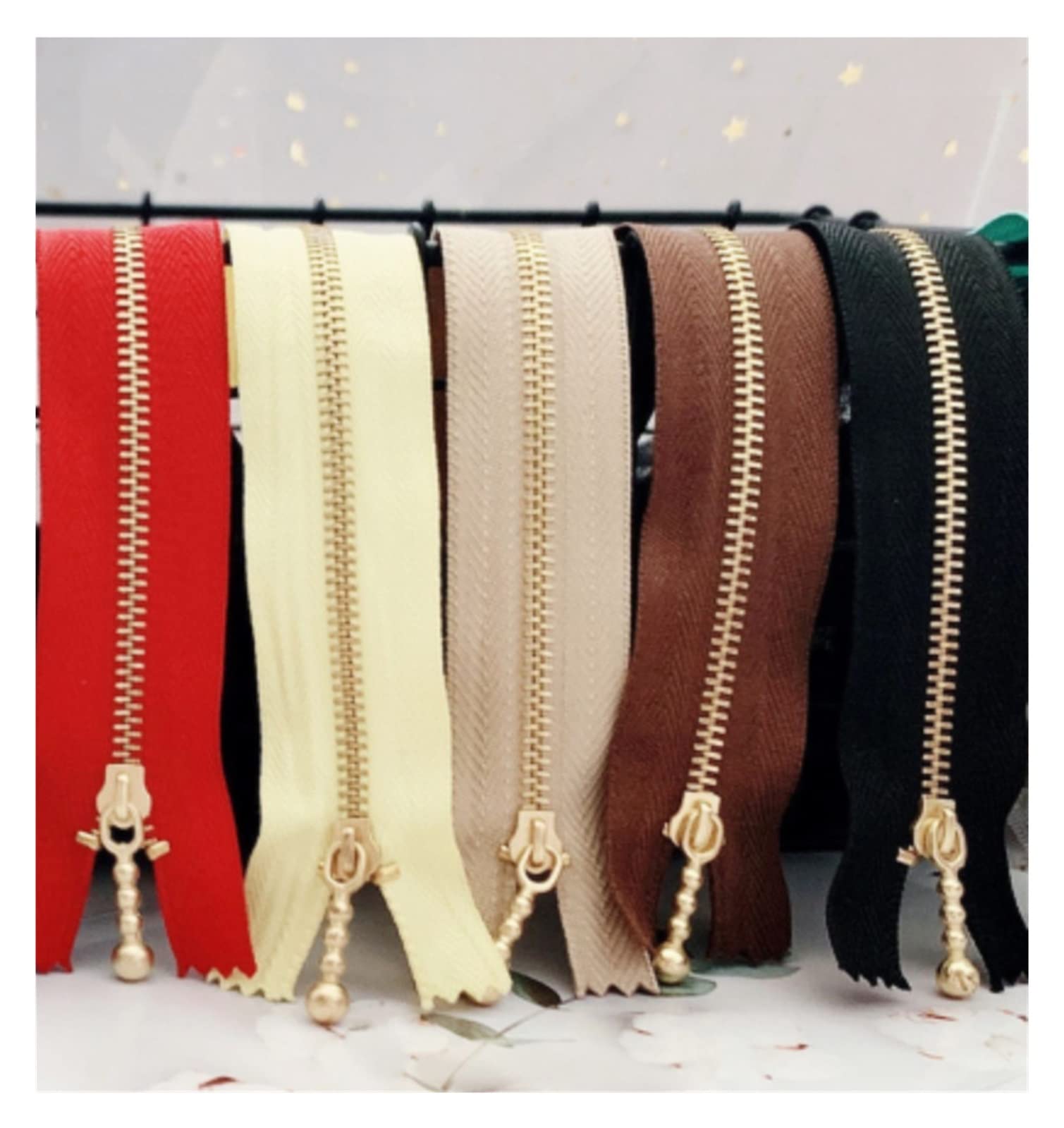 Two Way Zipper 5 pcs 3# Gold Metal Zipper Close-end Zip 12/15/20cm for Jeans Bags Sewing Tailor Garments Handbag Craft DIY Accessories for Jackets Sewing Coats (Color : Mixed Colors 5, Size : 20cm)