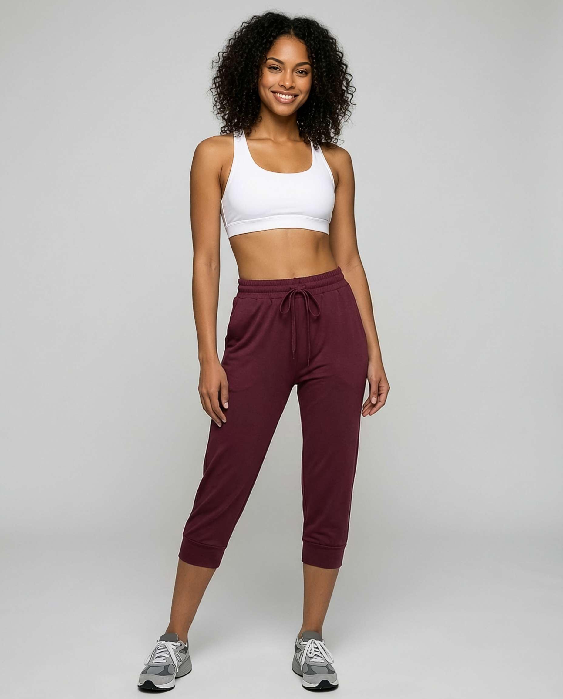 Real Essentials 3-Pack: Women's Capri Joggers Cuffed Athletic Casual Soft Sweatpants with Pockets (Available in Plus Size)