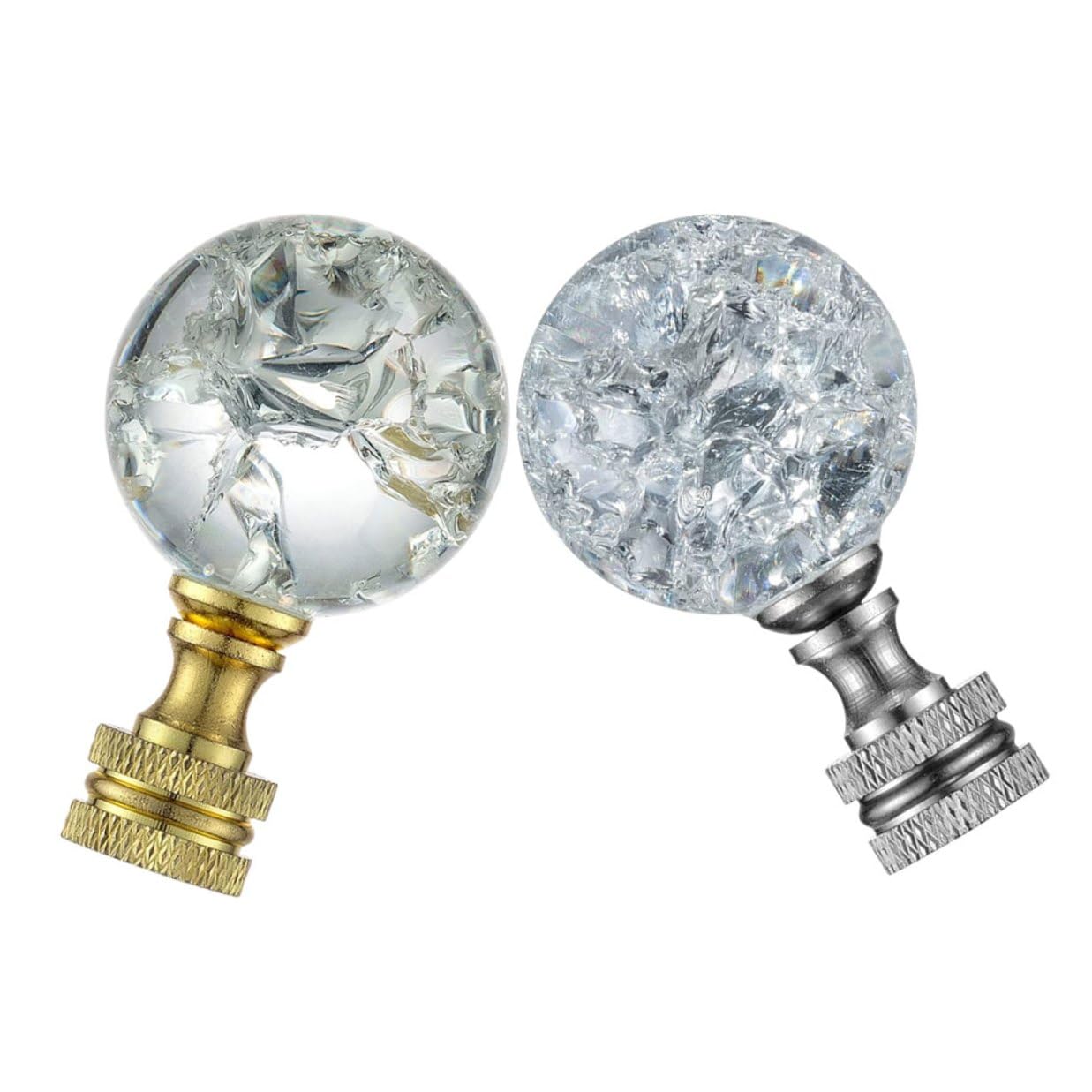 GARVALON 2 Stück Dekorative Lampenaufsätze aus Metall Glas Kristall Kugel Lampenkappen für Tisch Stehlampen Warm Leuchtend Langlebig und Einfach Montierbar