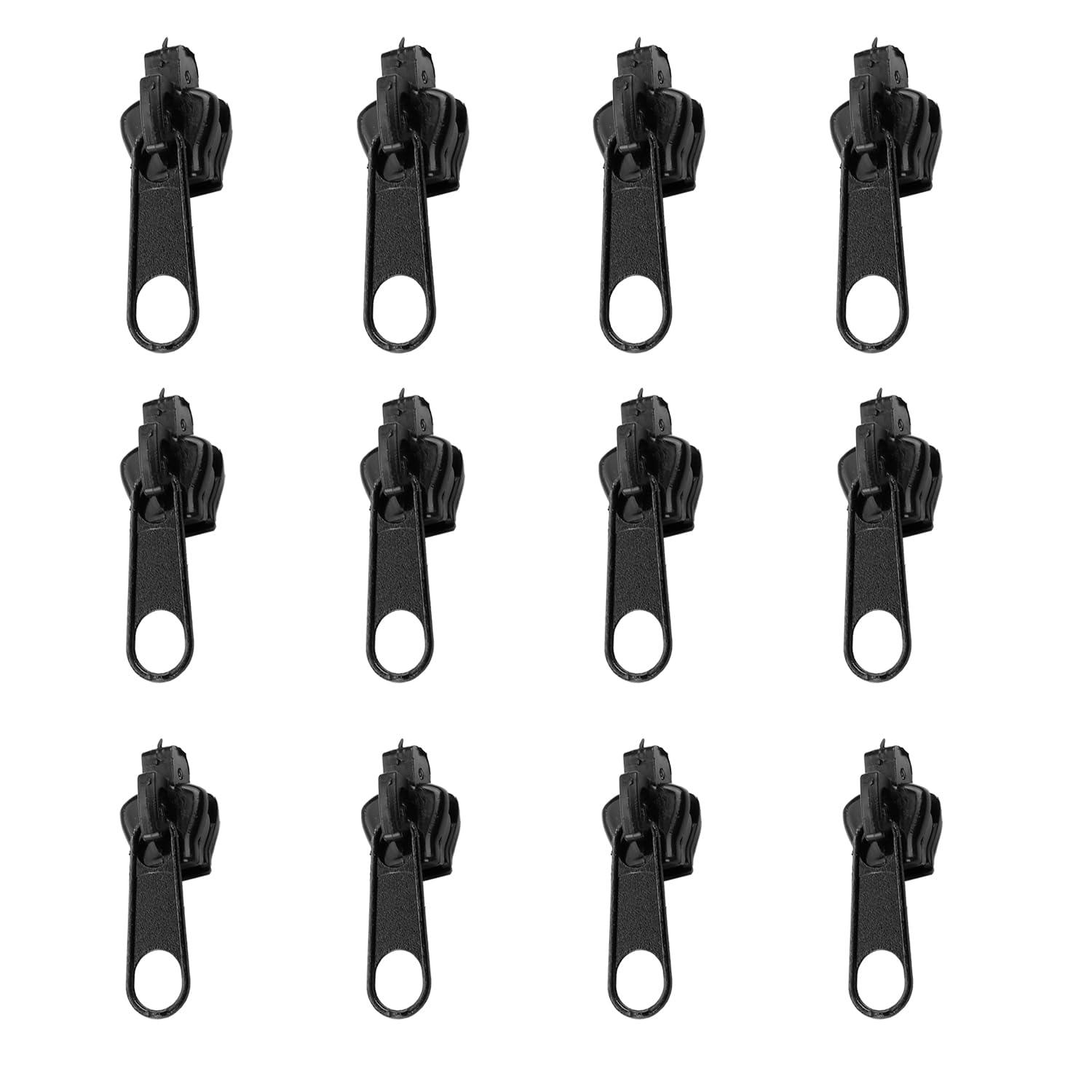 Rumyve Black 12Pcs Fix Zip Puller,Detachable Plastic Zipper Head,Zipper Pull Repair Kit For Jacket Coat Suitcase Clothes Zip Slider Replacement(Black)